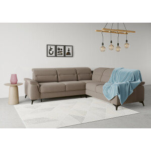 sit&more Zithoek Fashion U-vorm naar keuze met verstelbare hoofdsteun, uittrekzitting, motorisch, nikkel poten