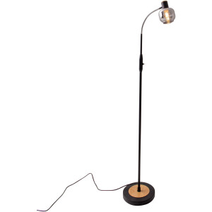 näve Staande lamp Fumoso Glazen kap donker getint (rooklook) 1xE14 wipschakelaar zwart