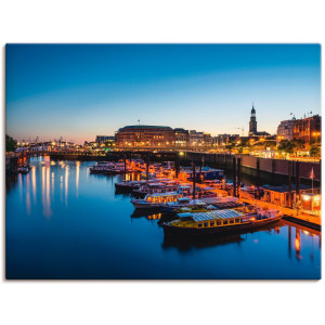 Artland Artprint Hamburg Havenpanorama met Michel als artprint van aluminium, artprint voor buiten, artprint op linnen, poster in verschillende maten. maten