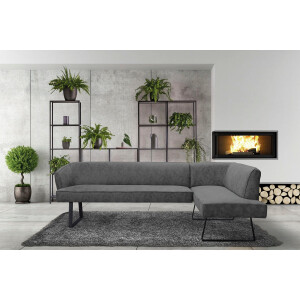 exxpo - sofa fashion Hoekbank Americano met opstaande naad en metalen poten, bekleding in verschillende kwaliteiten