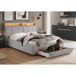 INOSIGN Gestoffeerd bed CiTY/GiRON,, gepolsterd opbergbed, met LED-verlichting Bedkisten met hondenbed of als opbergruimte, opklapbare hoofdeinden
