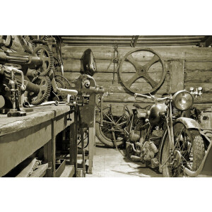 Papermoon Fotobehang Motorgarage Vliesbehang, eersteklas digitale print