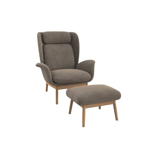 FLEXLUX Oorfauteuil Padova Stijl & comfort, organische vorm, geïntegreerde lendesteun, eikenhouten voet