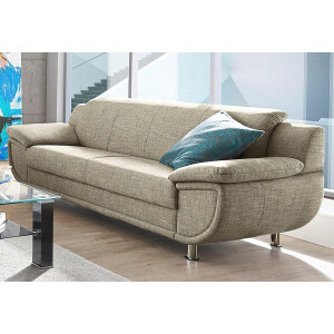 TRENDMANUFAKTUR 3-zitsbank Rondo, breedte 207 cm, brede armleuningen, chromen poten Big-sofa optioneel met bonnellvering, in verschillende bekledingen bestelbaar