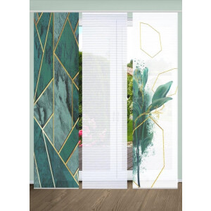 HOME in green Paneelgordijn Signum SET DIGITALE PRINT, BAMBOELOOK GERECYCLED (3 stuks)