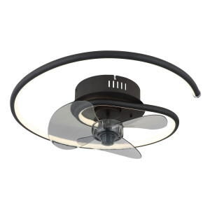 Globo Lightning Plafondlamp KOREN plafondventilator Plafondventilator metaal zwart mat, LED (1 stuk)