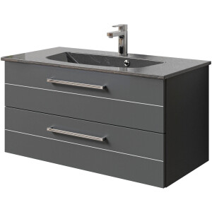 Saphir Wastafelonderkast Serie 6025 mineraalmarmeren wastafel met onderkast, 97 cm breed (2-delig)