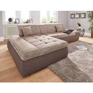 DOMO collection Hoekbank Moric Luxe - BxDxH 300x172x80 cm, XXL-formaat L-vorm, 140kg belasting/zitplaats, in cord, chenille, kunstleer