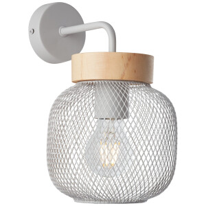 Brilliant Leuchten Wandlamp Giada Wandlamp, hoogte 26,5 cm, 1x E27, metaal/hout (1 stuk)