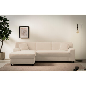 INOSIGN Hoekbank Turah 2, L-vorm, in Cord en waterafstotende microvezel, Vering B/D/H: 241/146/79 cm, incl. sierkussen, optioneel met bedfunctie