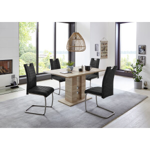 HELA Eethoek Ulla uittrekbaar 140 - 220 cm, edelstaal, 140 kg belastbaar (set, 5-delig)