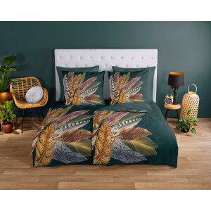 good morning Tweezijdig te gebruiken overtrekset Soft Feathers 100% katoen, 135x200, 2-delig, rits, omkeerbare uitstraling, veren