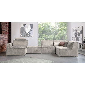 RAUM.ID Zithoek Monolid U-Vorm Afzonderlijke module voor combinatie op maat, bekleding in teddy-look (7-delig)