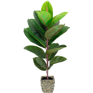 I.GE.A. Kunstboom Rubberboom Met overpot, Ficus Elastica