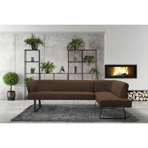 exxpo - sofa fashion Hoekbank Americano met opstaande naad en metalen poten, bekleding in verschillende kwaliteiten