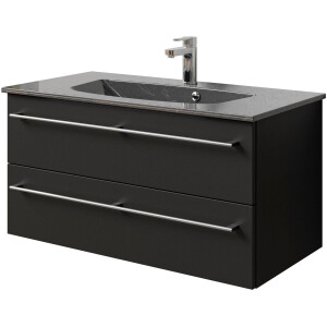 Saphir Wastafelonderkast Serie 6025 mineraalmarmeren wastafel met onderkast, 97 cm breed (2-delig)