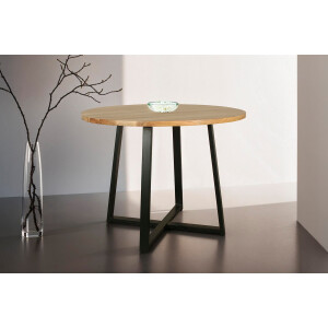byLIVING Eettafel Arrow met 2,5 cm dikke, ronde massief houten tafelblad, d 100, h 77 cm (1 stuk)