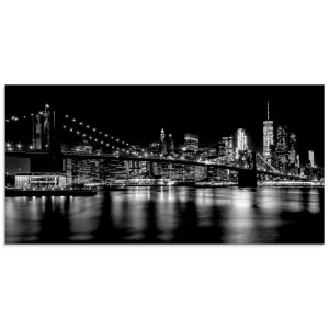 Artland Print op glas Manhattan skyline & Brooklyn Bridge