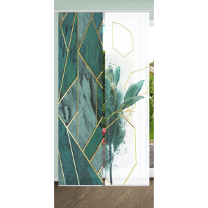 HOME in green Paneelgordijn Signum SET DIGITALE PRINT, BAMBOELOOK GERECYCLED (2 stuks)