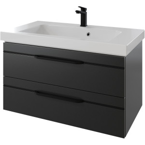 Saphir Wastafelonderkast Serie Balto mineraalmarmeren wastafel met onderkast, 92 cm breed Wastafelmeubel met 2 laden, badkamerkast in verschillende uitvoeringen (2-delig)