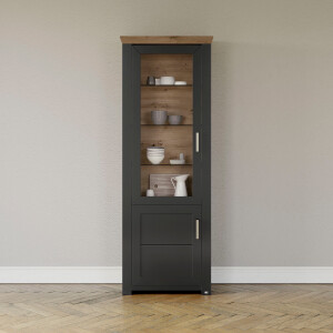 set one by Musterring Staande vitrinekast York Type 01, met glazen deur, verlichting optioneel, landhuisstijl, hoogte 207 cm