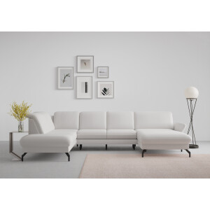 sit&more Zithoek Fashion U-vorm naar keuze met verstelbare hoofdsteun, uittrekzitting, motorisch, metalen poten