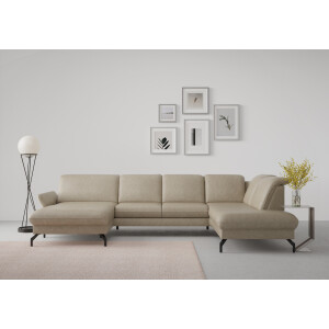 sit&more Zithoek Fashion U-vorm naar keuze met verstelbare hoofdsteun, uittrekzitting, motorisch, metalen poten