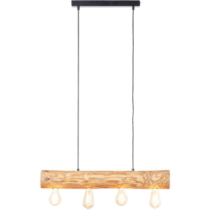 Brilliant Leuchten Hanglamp TRABO 105 cm hoogte, 70 cm breedte, 4 x e27, in te korten, hout / metaal, grenen gebeitst (1 stuk)