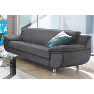 TRENDMANUFAKTUR 3-zitsbank Rondo, breedte 207 cm, brede armleuningen, chromen poten Big-sofa optioneel met bonnellvering, in verschillende bekledingen bestelbaar