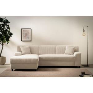 INOSIGN Hoekbank Turah 2, L-vorm, in Cord en waterafstotende microvezel, Vering B/D/H: 241/146/79 cm, incl. sierkussen, optioneel met bedfunctie