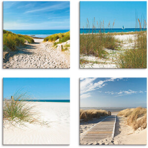 Artland Artprint op linnen Strand en duinen set van 4, verschillende maten (4-delig)