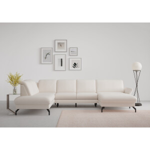 sit&more Zithoek Fashion U-vorm naar keuze met verstelbare hoofdsteun, uittrekzitting, motorisch, metalen poten