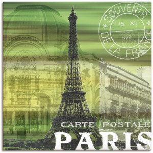Artland Artprint op linnen Paris Collage - groen gespannen op een spieraam