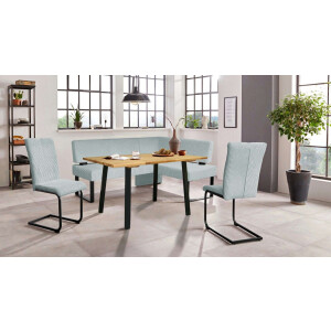 Home affaire Eethoek Oliver Hoekbank met golfvering in de zitting, tafel massief eiken (set, 4-delig)