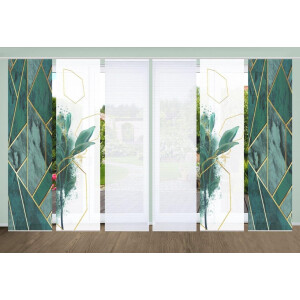 HOME in green Paneelgordijn Signum SET DIGITALE PRINT, BAMBOELOOK GERECYCLED (6 stuks)