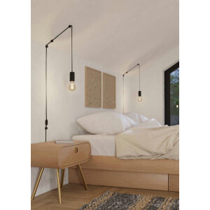 EGLO Hanglamp PINETINA Hanglamp, eettafellamp, metaal in zwart, lamp, E27 fitting (1 stuk)