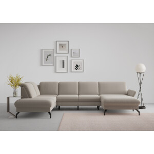 sit&more Zithoek Fashion U-vorm naar keuze met verstelbare hoofdsteun, uittrekzitting, motorisch, metalen poten