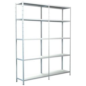 SCHULTE Regalwelt Stellingkast Montagesysteem basis- en aanbouwrek Metaal wit, 2000x1600x350 mm, 10 planken
