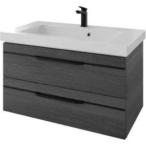 Saphir Wastafelonderkast Serie Balto mineraalmarmeren wastafel met onderkast, 92 cm breed Wastafelmeubel met 2 laden, badkamerkast in verschillende uitvoeringen (2-delig)