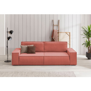 Home affaire 3-zitsbank SHERWOOD slaapbank (257 cm) ribfluweel, velours, vintage lederlook