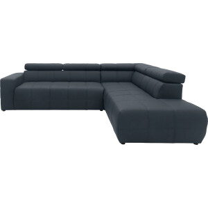 DOMO collection Hoekbank Brandon L-vorm, ook in leer met verstelbare hoofdsteun, naar keuze met verstelbare zitdiepte