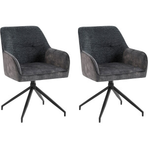 byLIVING Eetkamerstoel Jacky set van 2 draaisstoel met pocketveren en moderne stofcombinatie (set, 2 stuks)