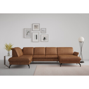 sit&more Zithoek Fashion U-vorm naar keuze met verstelbare hoofdsteun, uittrekzitting, motorisch, metalen poten