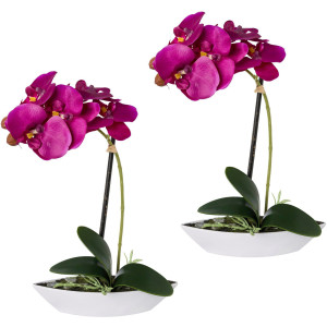 Creativ green Kunstorchidee Vlinderorchidee set van 2, in een plastic bakje (2 stuks)