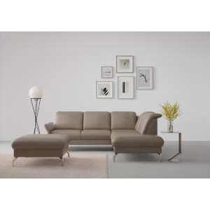 sit&more Hoekbank Fashion L-vorm naar keuze met verstelbare hoofdsteun, uittrekzitting, motorisch, nikkel poten