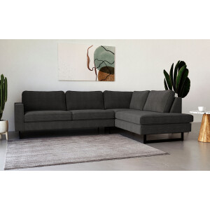 Places of Style Hoekbank Pinto, 290 cm, ottomaan links/rechts Cord, fijncord, luxe-microvezel leer en chenille