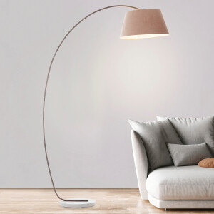 Brilliant Leuchten Booglamp Brok 196 cm hoogte, 121 cm uitsteek, e27, draaibaar, beton/metaal/textiel, taupe (1 stuk)
