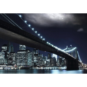 Papermoon Fotobehang Brooklin Bridge by night