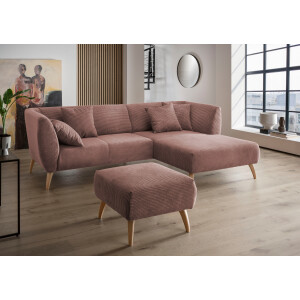 INOSIGN Hoekbank Colori L-vorm Houtkleur voetkeuze, inclusief 4x sierkussens