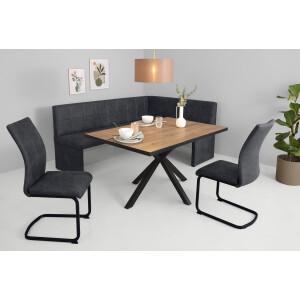 HELA Eethoek Spree Eettafel 140x90 cm met dikke rand, microvezel bekleding(4-delig)